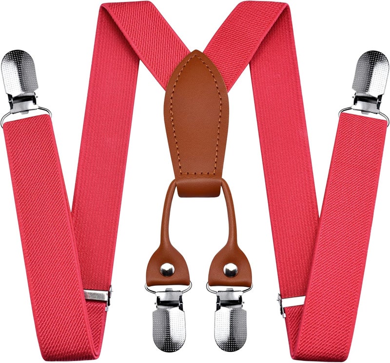 Branduce Solid Color Baby Boy Suspender with 4 Strong Clips Adjustable Kids Y Back Suspenders - Image 1
